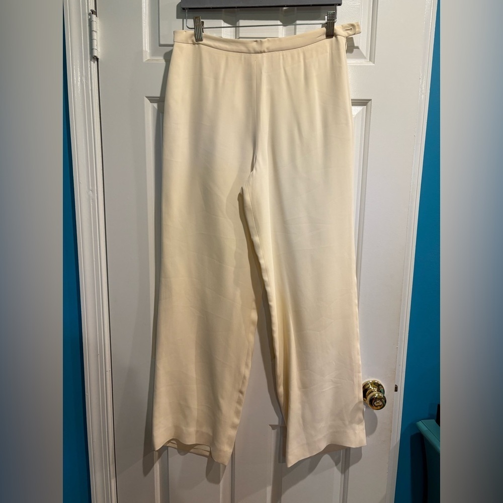 Ann Taylor Loft silk cream white straight leg pants sz 10 M
